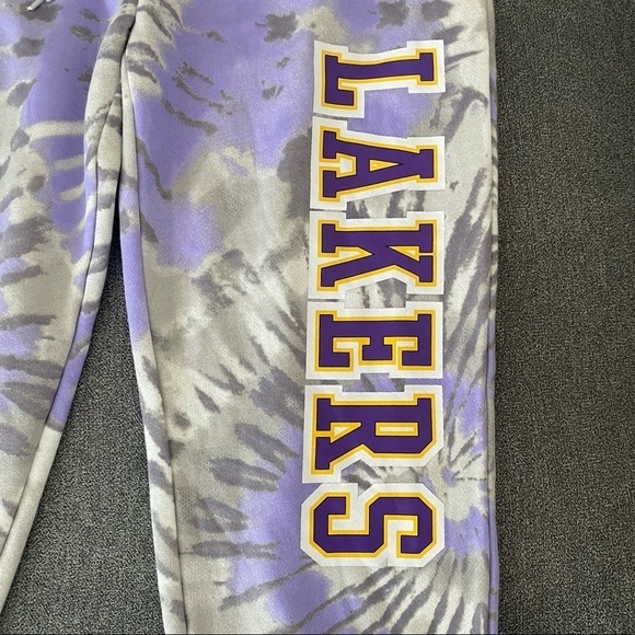 Women’s Tie Dye Sweatpants Los Angeles Lakers Hybrid Apparel Lavender Size XS - Picture 5 of 7
